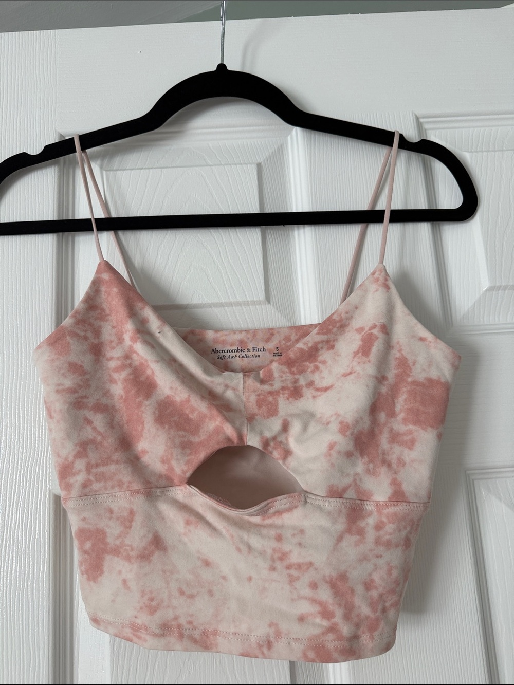 Abercrombie & Fitch Pink Tie-Dye Cutout Cropped Cami Top